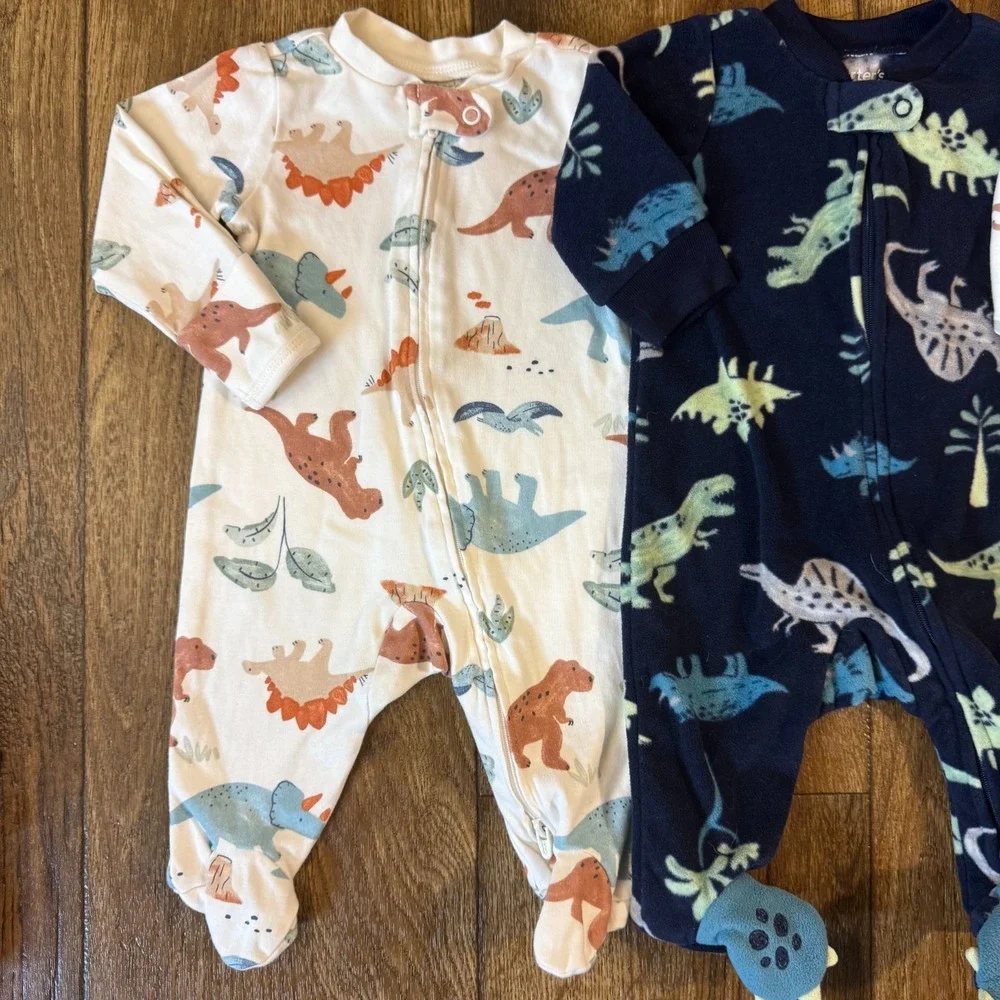 Carter's Baby Sleepers Boy 3 Months 2 Way Zipper Outfits Clothes Animal Dino Lot
